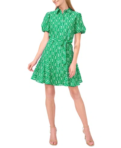Cece Floral Short Sleeve Mini Shirtdress In Multi