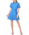 Cece Women's Flowy Tie Waist Shirt Dress In Blue