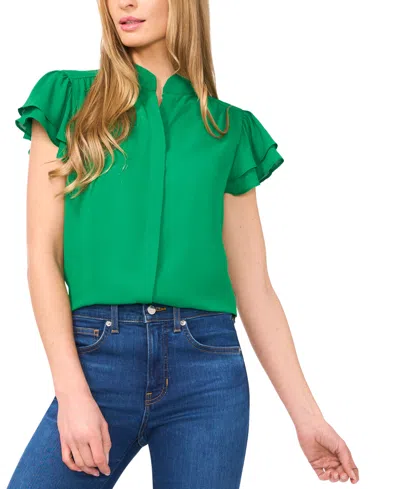 Cece Women's Flutter-sleeve Button-front Blouse