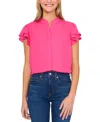 Cece Double Flutter Short Sleeve Top In Bright Rose