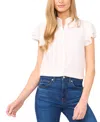 Cece Double Flutter Short Sleeve Top In New Ivory