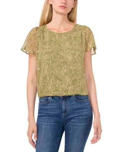 CECE WOMEN'S FLUTTER-SLEEVE CREWNECK BLOUSE