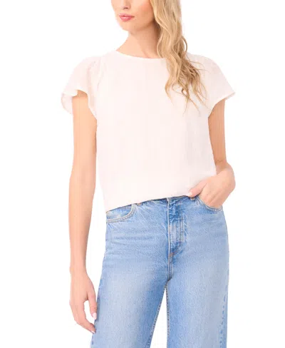 Cece Women's Flutter Sleeve Crewneck Top In Pink