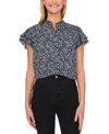 Cece Women's Flutter-sleeve Hidden-placket Blouse In Rich Black