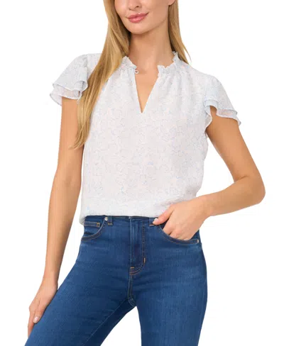 Cece Women's Flutter-sleeve Keyhole-neck Blouse In New Ivory
