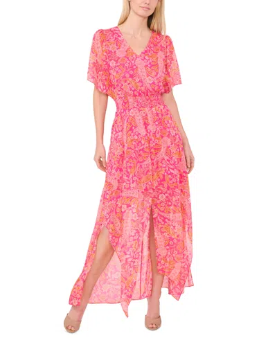 Cece Women's Flutter-sleeve Maxi Dress In Bright Rose