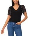 Cece Women's Flutter V-neck Top In Rich Black