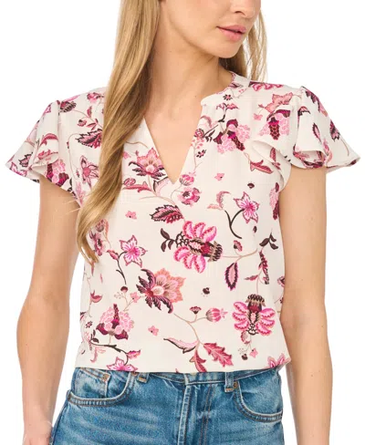 Cece Women's Flutter-sleeve V-neck Top In Pink