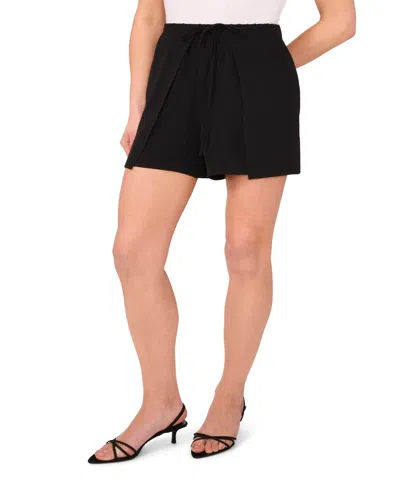 Cece Women's Front-overlap Tie-front Pull-on Shorts In Black