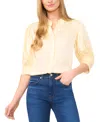 Cece Ruched Sleeve Hidden Placket Top In Lemon Drop