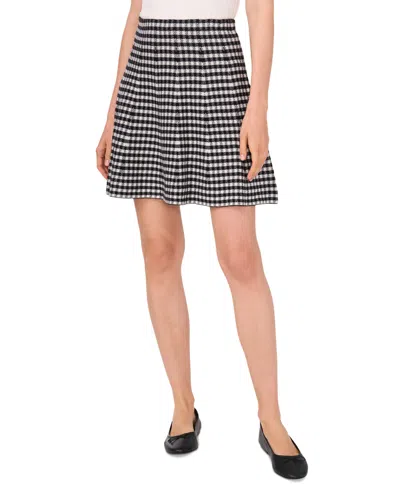 Cece Women's Gingham A-line Mini Skirt In Rich Black
