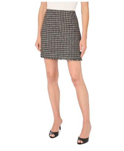 Cece Women's Gold-flecked Fringe A-line Tweed Skirt In Gray