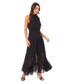 Cece Women's Halter Tie Neck Tiered Maxi Dress In Black