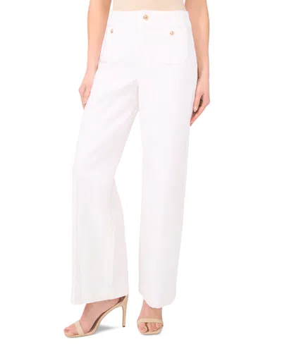 Cece Women's High-rise Straight-leg Patch-pocket Pants In Ultra White