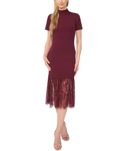 Cece Women's High-neck Lace Midi Sweater Dress In Multi