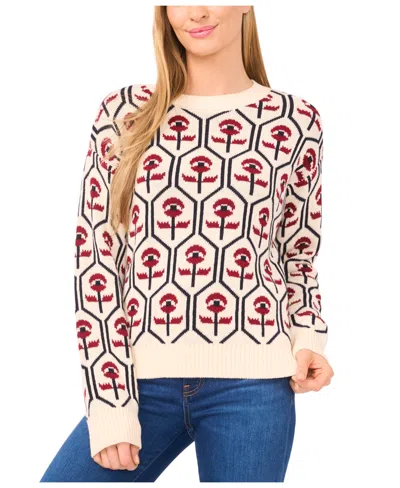 Cece Women's Jacquard Mock Neck Sweater In Yellow