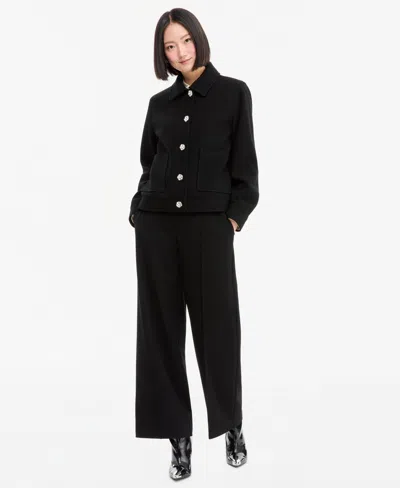 Cece Women's Jewel Button Lady Work Jacket In Black