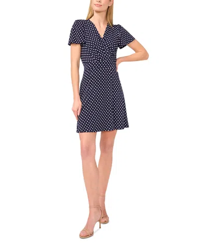 Cece Women's Knit Flutter-sleeve Faux-wrap Dress In Classic Navy