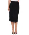 Cece Women's Knit Lace Midi Pencil Skirt In Rich Black
