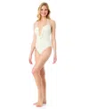 Cece Women's La Vie A La Mer Textured Bandeau One Piece Swimsuit In Green