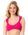 Cece Women's La Vie A La Mer Textured Ruffle Strap Bikini Top In Pink