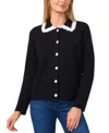 Cece Collared Cardigan In Rich Black