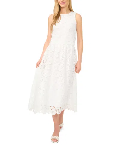 Cece Sleeveless Floral Lace Top In White