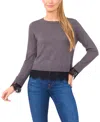 Cece Women's Lace Hem Long Sleeves Sweater In Gray