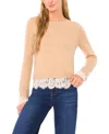 Cece Women's Lace Hem Long Sleeves Sweater In Neutral