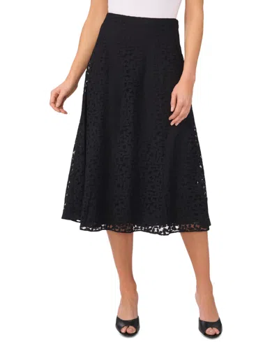 Cece Women's Lace Midi Skirt In Rich Black