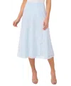 Cece Floral Embroidery Bias Midi Skirt In Spa Blue