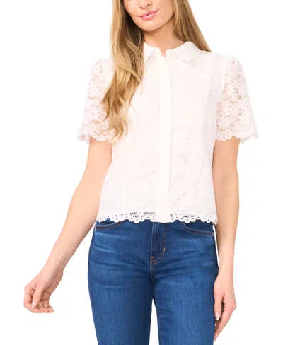 CECE WOMEN'S LACE SHORT-SLEEVE SHIRT