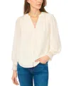Cece Lace Cuffed Button-front Top In Neutral