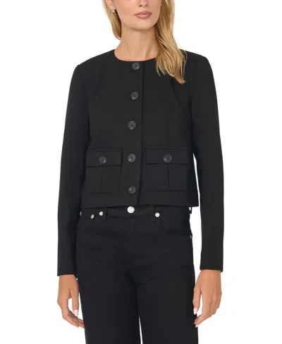 Cece Women's Lady Long-sleeve Cropped Patch-pocket Jacket In Black