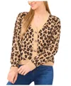 Cece Women's Leopard Jacquard Cardigan Sweater In Animal Print
