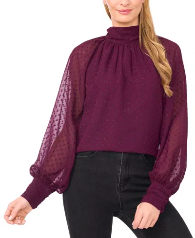Cece Women's Long-sleeve Bow Neck Raglan Blouse In Purple