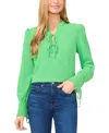 Cece Women's Long-sleeve Bow-tied V-neck Blouse In Green
