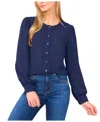 Cece Women's Long Sleeve Button Down Blouse In Blue