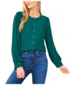 Cece Women's Long Sleeve Button Down Blouse In Green