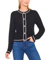 Cece Contrast Detail Cotton Cardigan In Black