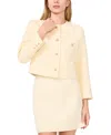 Cece Collarless Tweed Jacket In Lemon Drop
