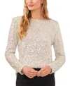 Cece Womens Sequined Polyester Pullover Top In Champagne
