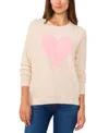 Cece Women's Heart-print Crewneck Long-sleeve Sweater In Malted