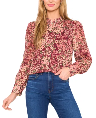 Cece Women's Long Sleeve Open Collar Blouse In Multi
