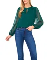 Cece Women's Long Sleeve Ruffle Detail Top In Green