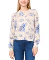 Cece Crewneck Cardigan Sweater In Vanilla