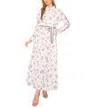 Cece Floral Long Sleeve Cotton Maxi Shirtdress In White
