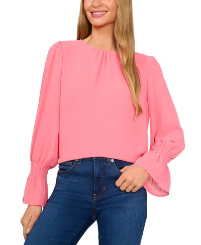 Cece Women's Long-sleeve Smocked-cuff Blouse In Confetti Pink