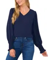 Cece Womens Sheer Chiffon Blouse In Classic Navy