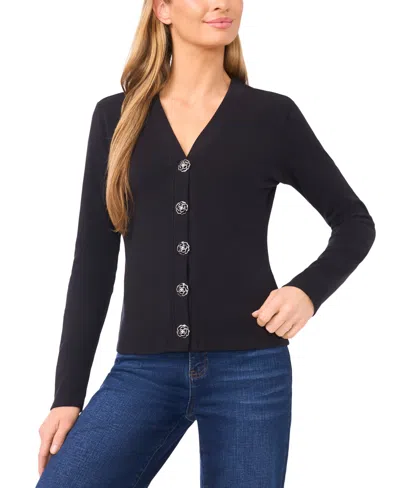 Cece Women's Long-sleeve V-neck Cardigan Sweater In Black